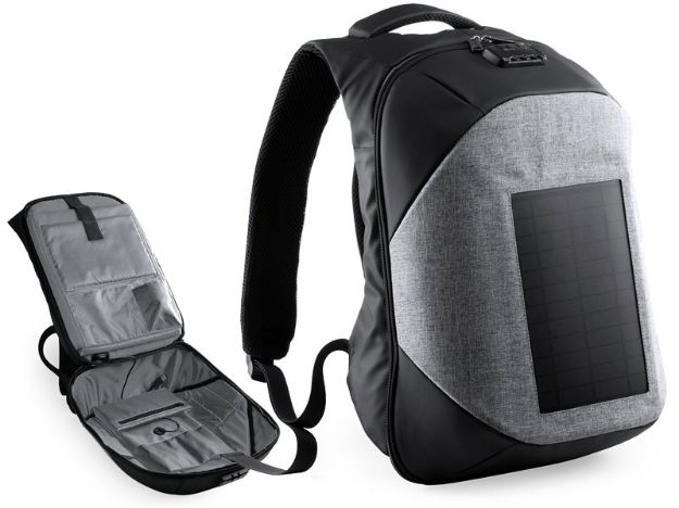 laptoptas met zonnepaneel voor oplader