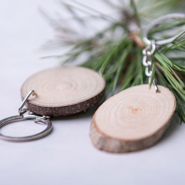 ovale beukenhouten sleutelhanger