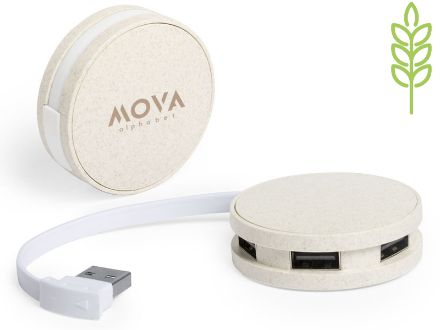 usb hub van bamboevezel brunox 4 poorten usb 2.0