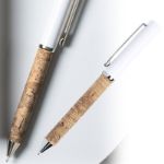 balpen van metaal en kurk blauwe inkt siliax