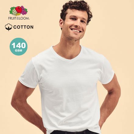 wit t-shirt v-neck katoen 140 gr.fruit of the loom