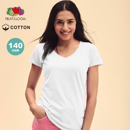 wit dames t-shirt v-neck 140 gr fruit of the loom