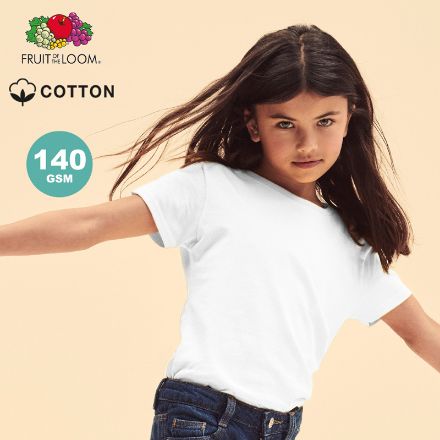 wit kinder t-shirt 140 gr katoen fruit of the loom