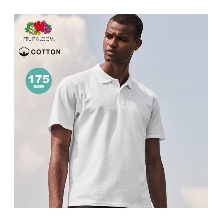 witte polo shirt 175 gr. fruit of the loom