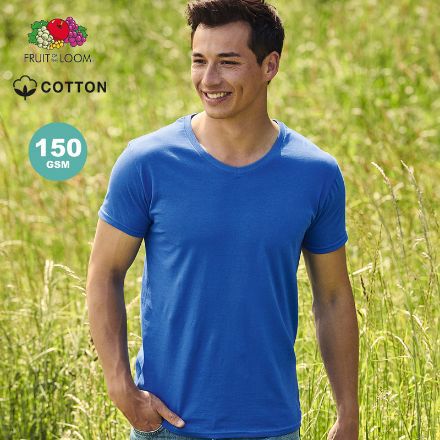 t-shirt katoen 150 gr. v-neck fruit of the loom