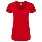 dames t-shirt v-neck 150 gr fruit of the loom - rood