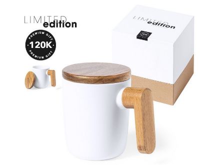 mok met houten handvat en deksel haruncal 350 ml