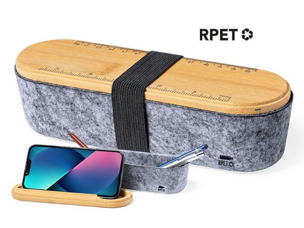 etui van bamboe en vilt glaston