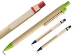 kartonnen balpen met houten clip zwartschrijvend