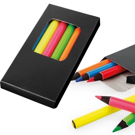 memling. potlodendoosje met 6 gekleurde potloden