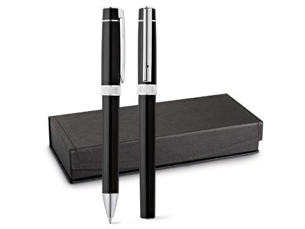 set met metalen balpen en rollerball