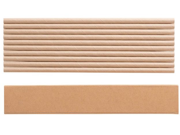 set van 10 kraftpapieren rietjes, voedselveilig