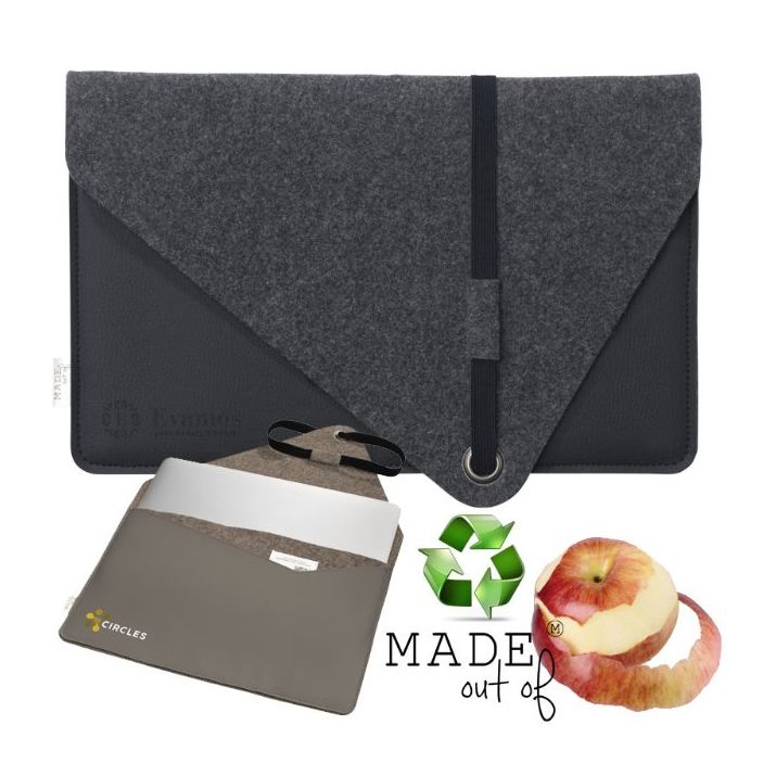 recycled vilt en appel leder laptoptas 14 inch