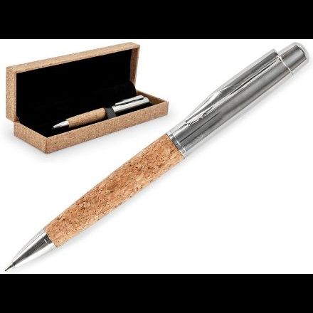 metalen pen met kurk in geschenkverpakking
