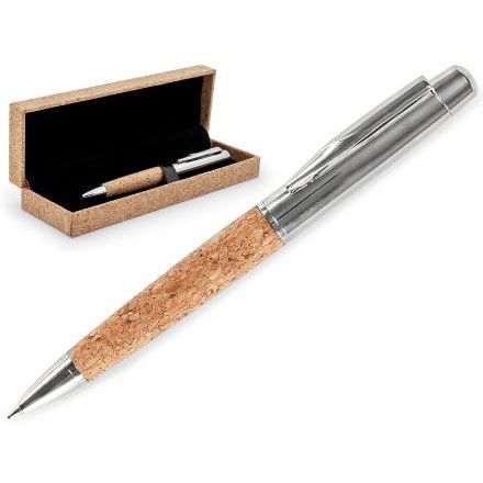 metalen pen met kurk in geschenkverpakking