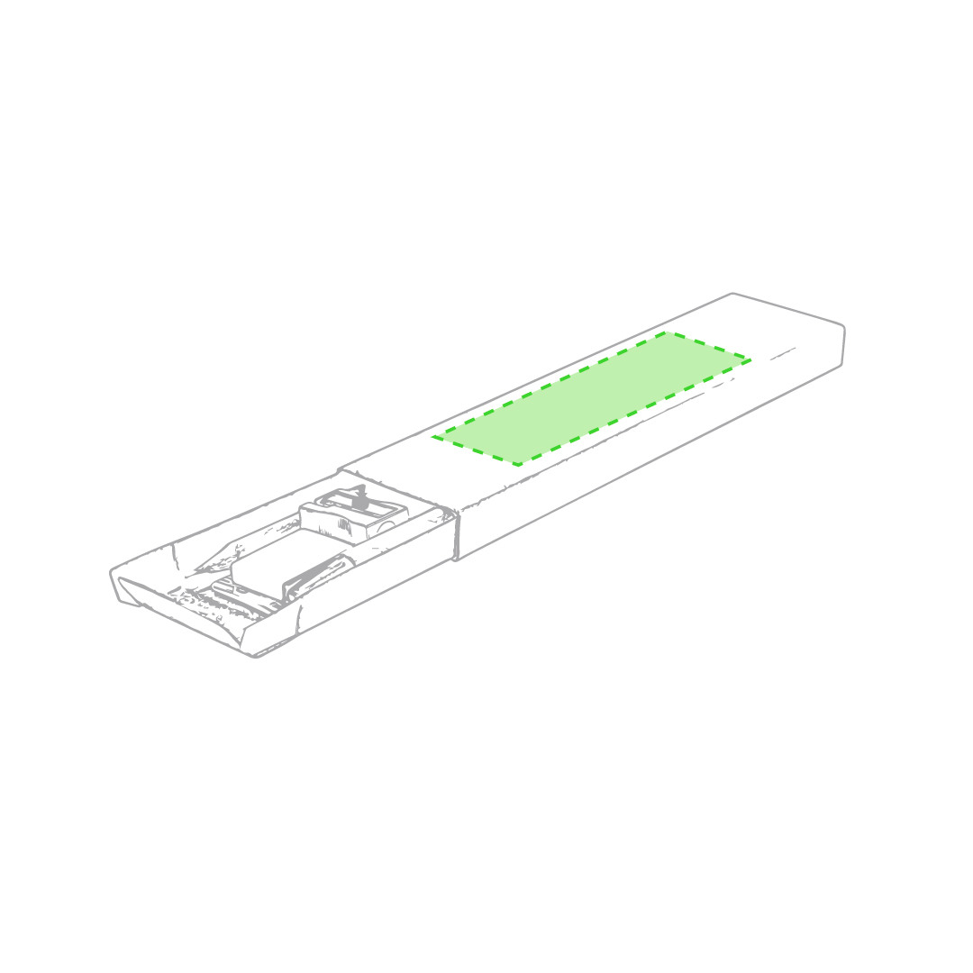 Op het presentatie doosje (10 x 3 cm)