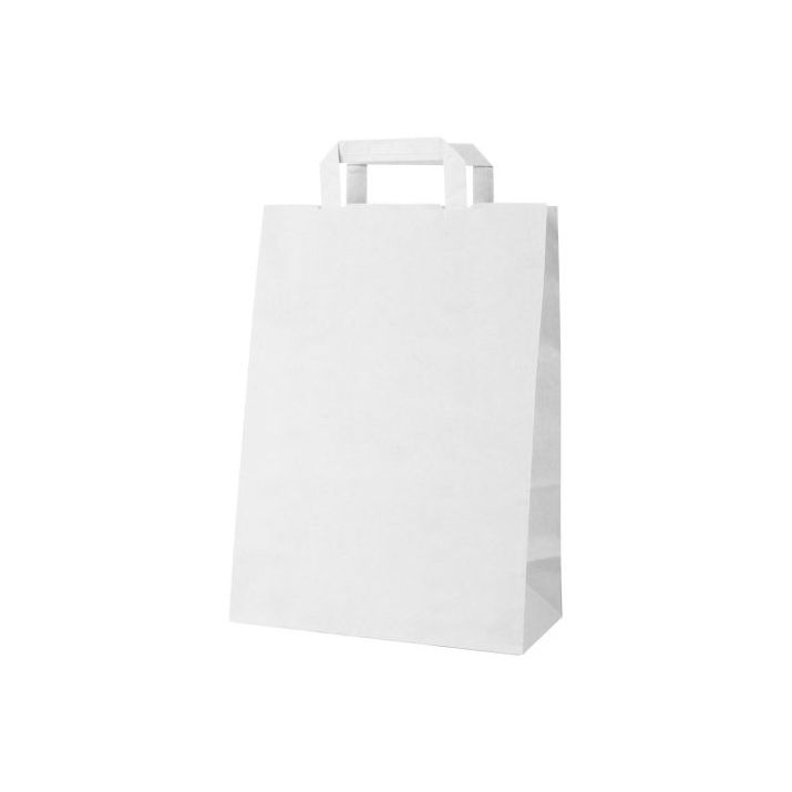 kraft papieren tas met platte hengsels 90 g/m2 - wit