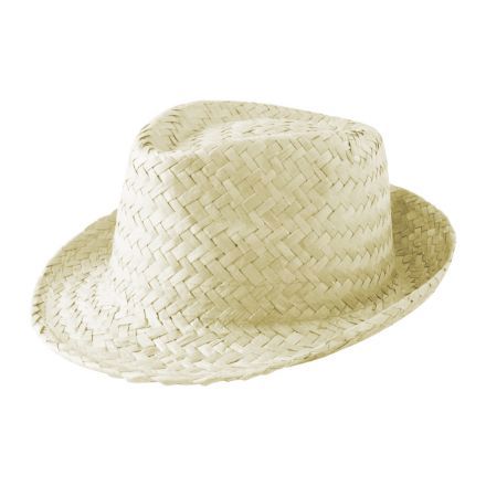 unisex stro hoed, zonder band. - wit