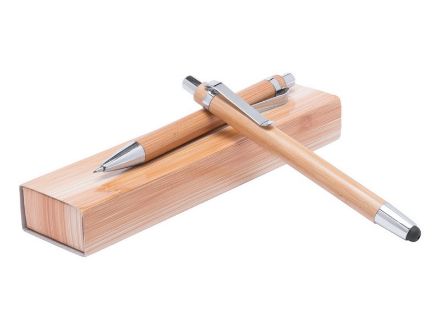 bamboe pennenset met touch balpen en vulpotlood