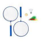 badminton set met 2 rackets en 3 soorten ballen. - blauw
