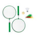badminton set met 2 rackets en 3 soorten ballen. - groen