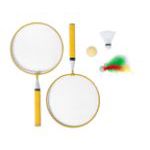 badminton set met 2 rackets en 3 soorten ballen. - geel