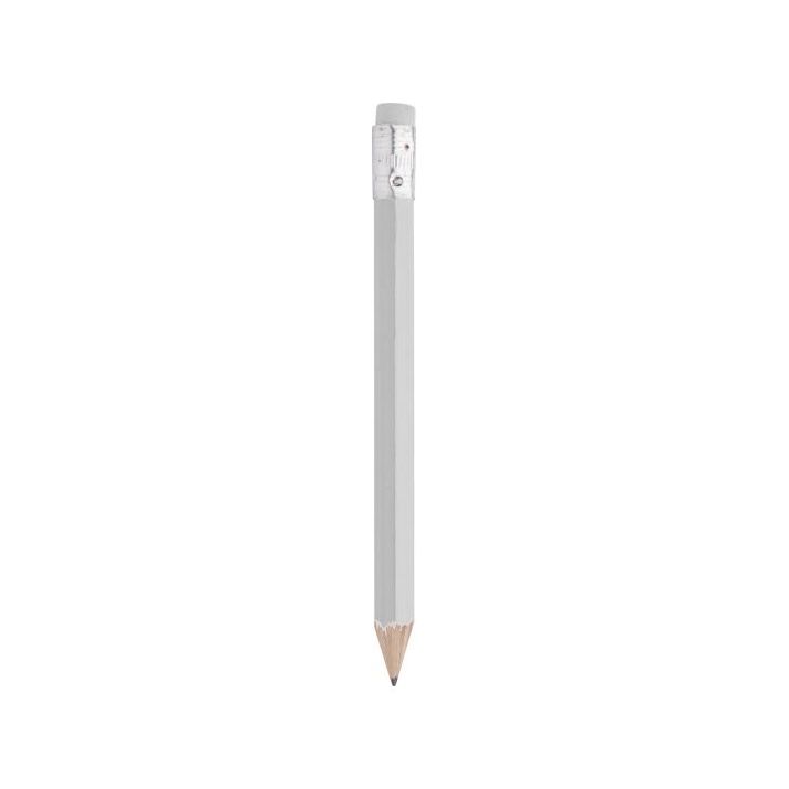 houten mini potlood met gum, geslepen 10 cm - wit