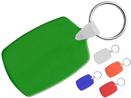 simpele, plastic sleutelhanger met metalen ring.