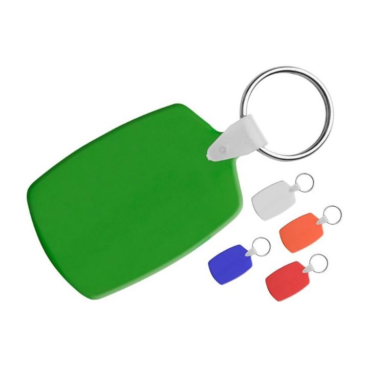 simpele, plastic sleutelhanger met metalen ring.