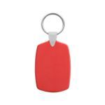 simpele, plastic sleutelhanger met metalen ring. - rood
