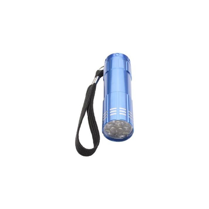 aluminium ledlamp (9 led) en polsband. - blauw