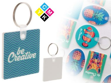 vierkante sleutelhanger van pvc-schuim.