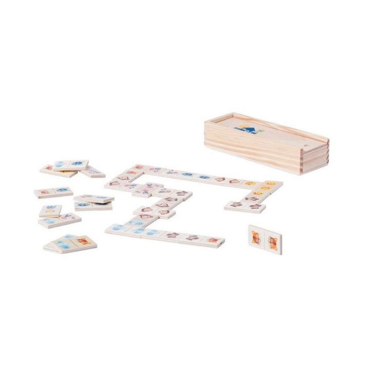 houten domino spel met dierenplaatjes.