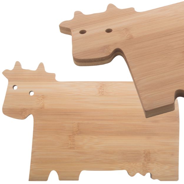 snijplank van bamboe, in de vorm van een koe.