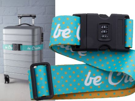 all over bedrukte bagageriem. custom made