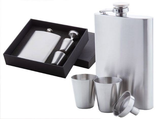 heupfles met glazen en trechter 230 ml