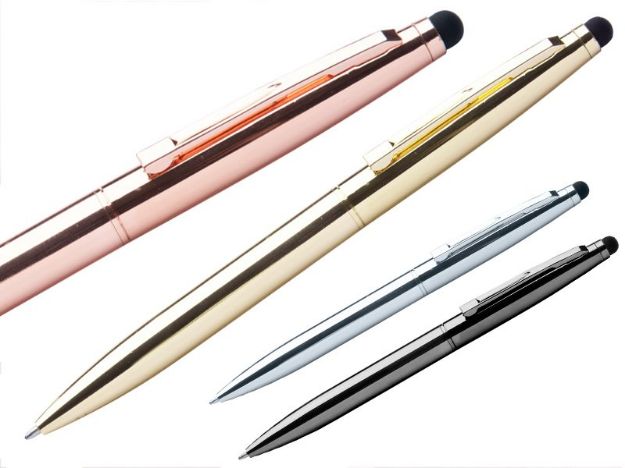 metalen touch balpen blauwschrijvend rosey