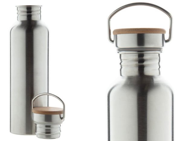 rvs sportfles met bamboedeksel balman 750 ml