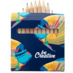12 kleurpotloodjes in doosje full colour bedrukt