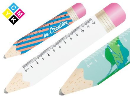 plastic liniaal van 12 cm, potlood