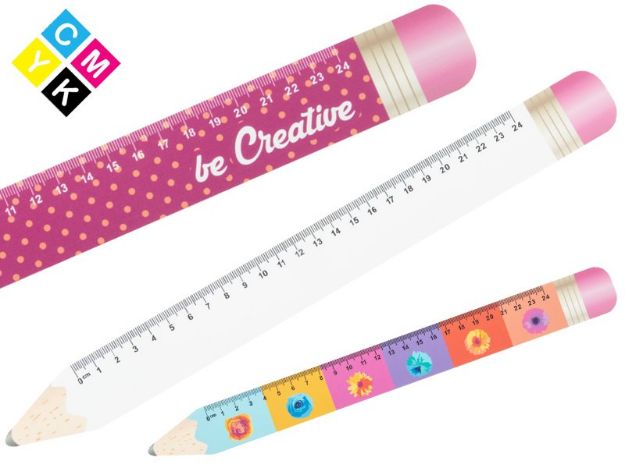 plastic liniaal van 24 cm, potlood