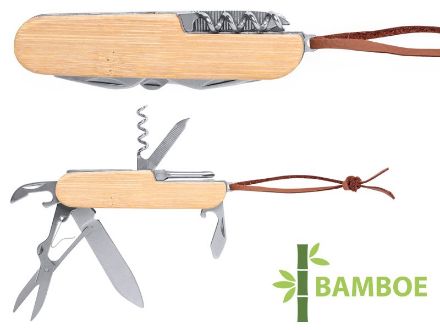roestvrijstalen zakmes met bamboe handvat titan