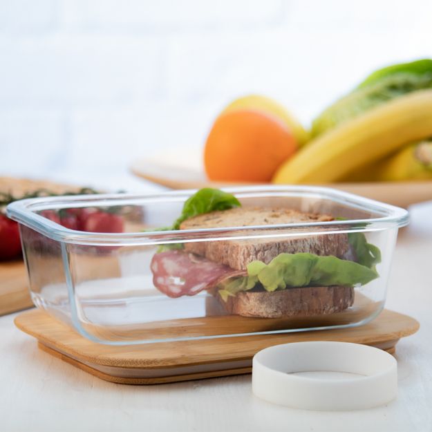 glazen lunchbox met bamboe deksel vittat