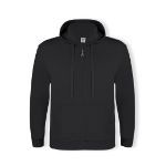 hooded sweater met rits katoen/polyester s-3xl - zwart