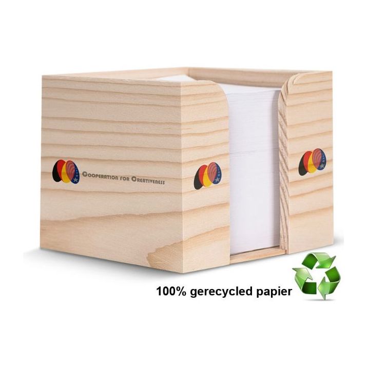 kubushouder hout met recycled papier 650 vellen 10