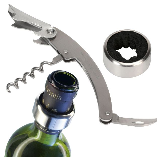 2-delige wijngeschenkset: kelnermes-druppelvanger