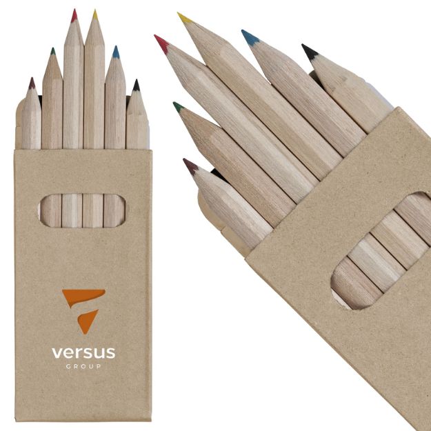 6 houten ongelakte kleurpotloden