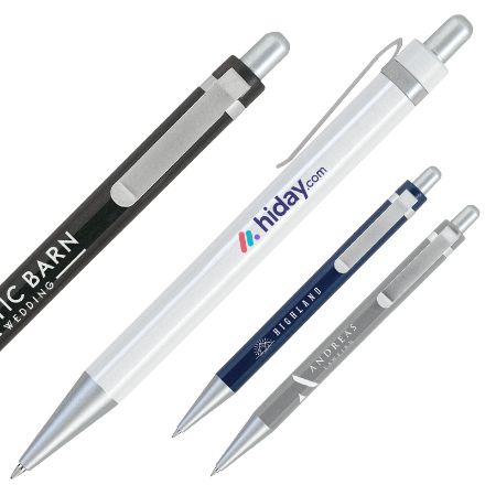 blauwschrijvende balpen met matstalen clip.