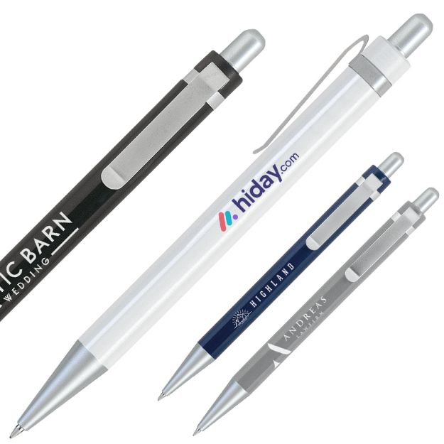 blauwschrijvende balpen met matstalen clip.