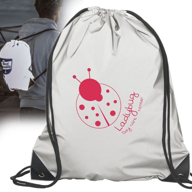 polyester trekkoord rugzak. reflex